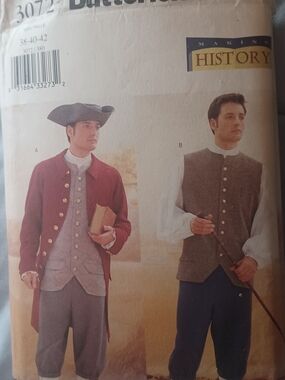 Men's Historical Tailcoat with Vest -Pattern,  Heritage Style Size 38, 40 and 42